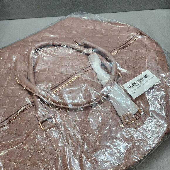 Women's Quilted Leather Weekender Travel Duffel Bag Pink - New in packaging - Picture 5 of 6